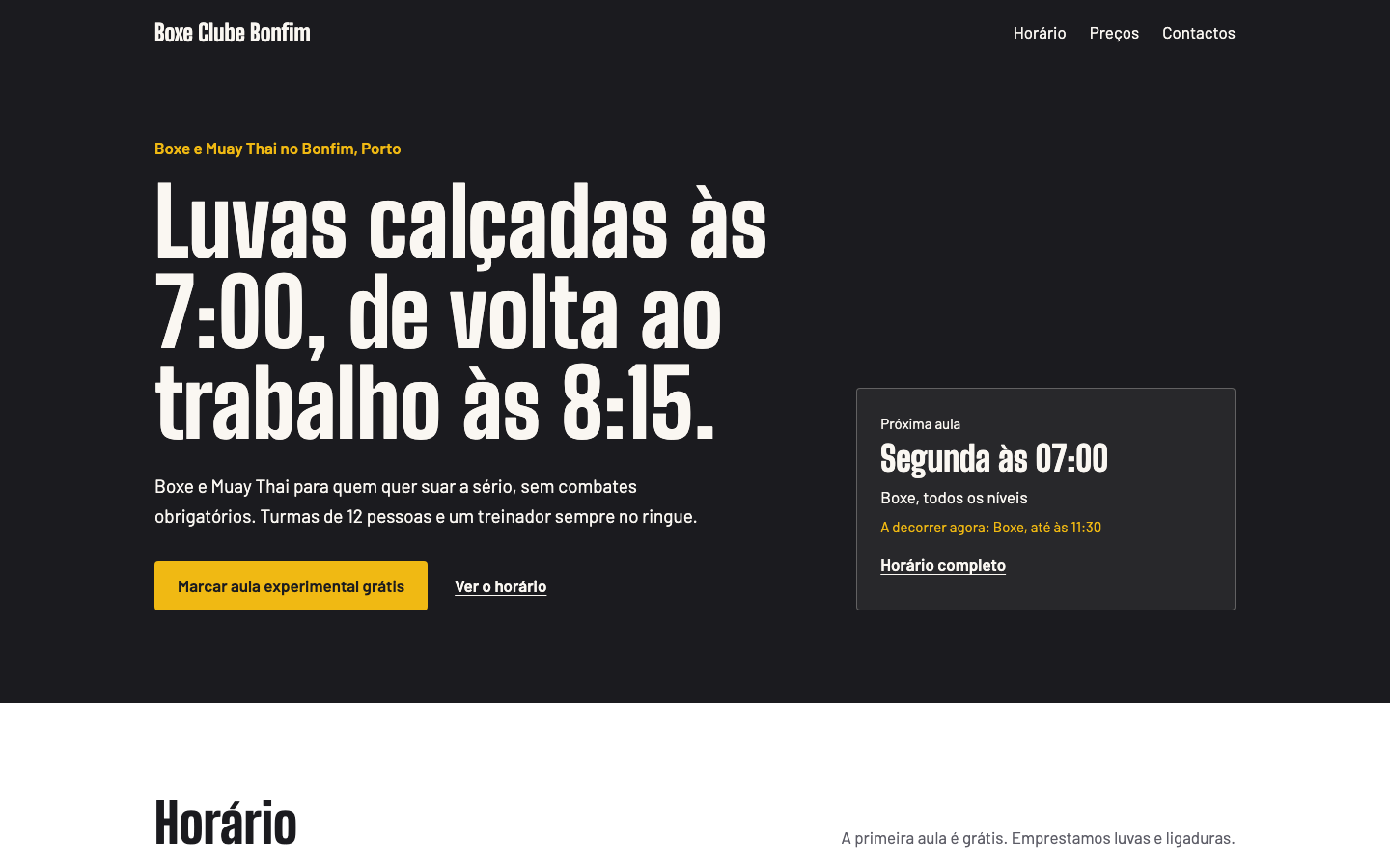 Página inicial do tema Ringue no computador (site de demonstração)